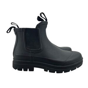 Everlane Womens 5 Rain Boot Black Ankle Lug Sole Chelsea Pull On Waterproof